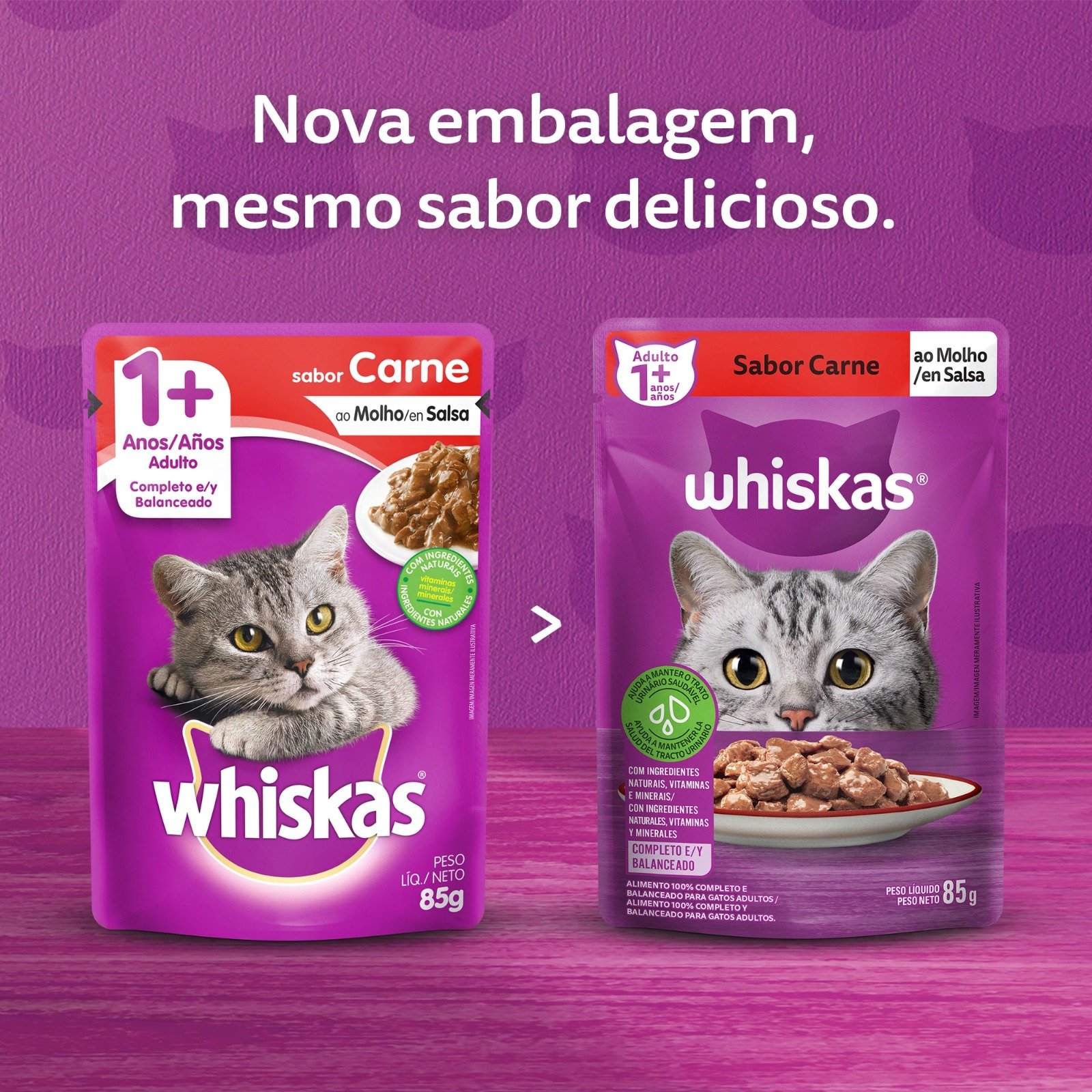 Ração Úmida para Gatos Adultos WHISKAS Sachê Carne ao Molho - Imagem 4